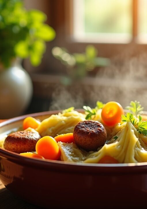 Délice léger : ragoût de chou, carottes fondantes et saucisse de Morteau