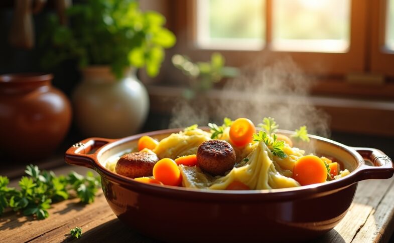 Délice léger : ragoût de chou, carottes fondantes et saucisse de Morteau