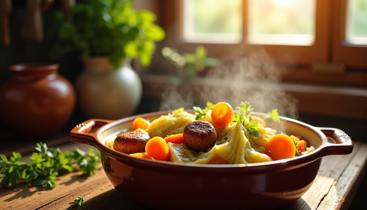 Délice léger : ragoût de chou, carottes fondantes et saucisse de Morteau