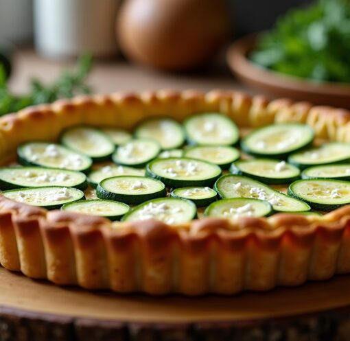 Délicieuse tarte aux courgettes rehaussée d'une touche de feta fondante