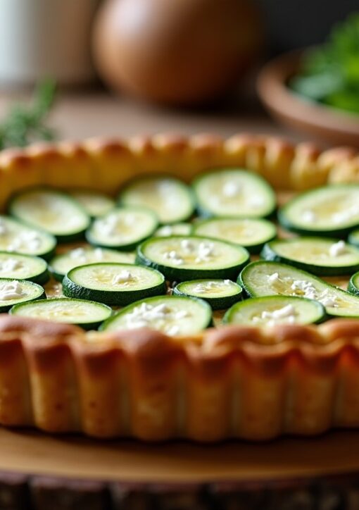 Délicieuse tarte aux courgettes rehaussée d'une touche de feta fondante