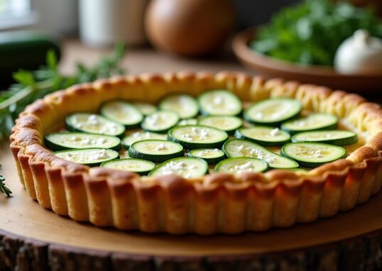 Délicieuse tarte aux courgettes rehaussée d'une touche de feta fondante