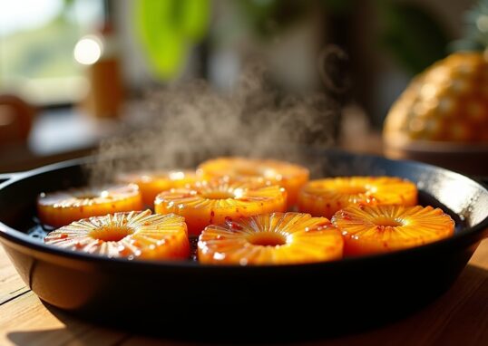 Poêlée tropicale gourmande : ananas caramélisé au rhum et sucre de canne
