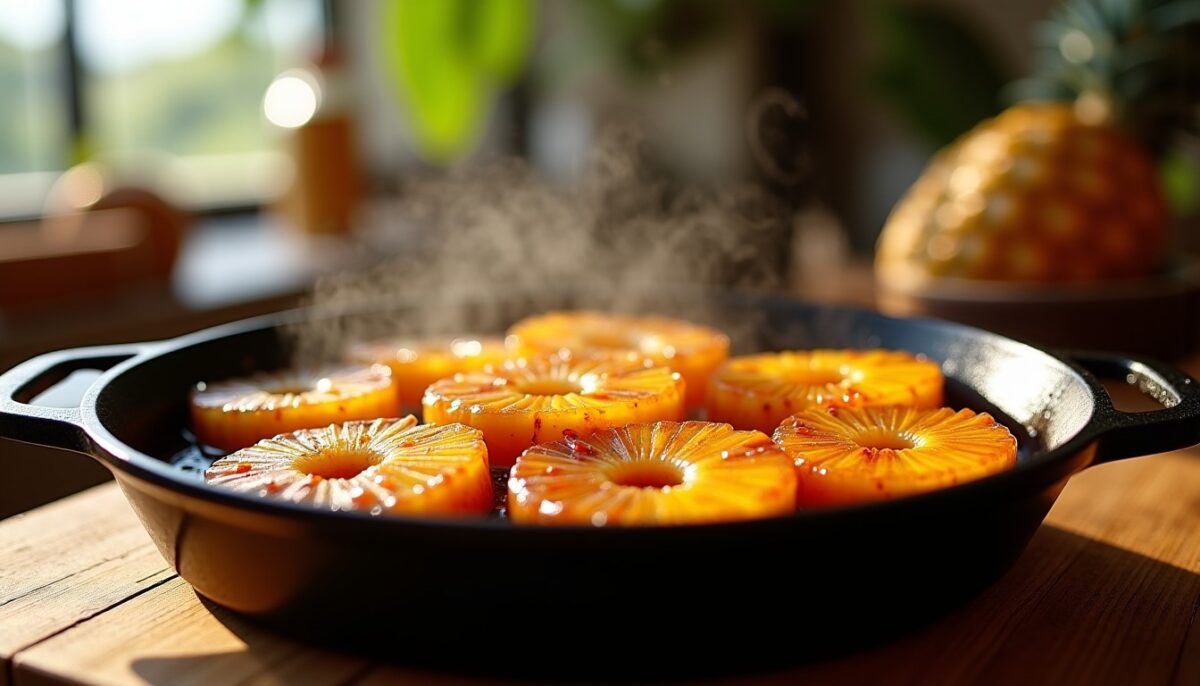 Poêlée tropicale gourmande : ananas caramélisé au rhum et sucre de canne
