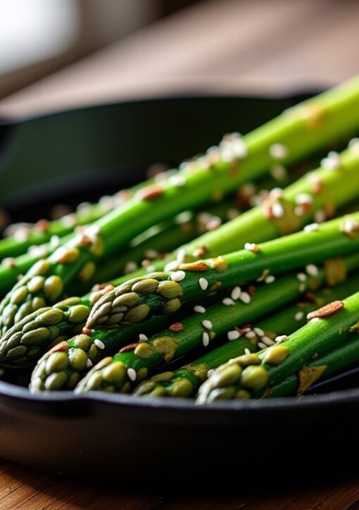 Délice croquant : Sauté d’asperges vertes au sésame, une explosion de saveurs