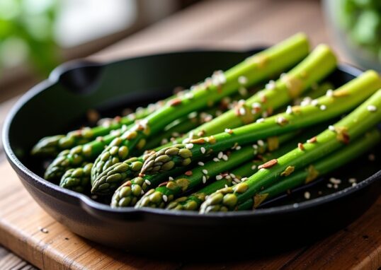 Délice croquant : Sauté d’asperges vertes au sésame, une explosion de saveurs