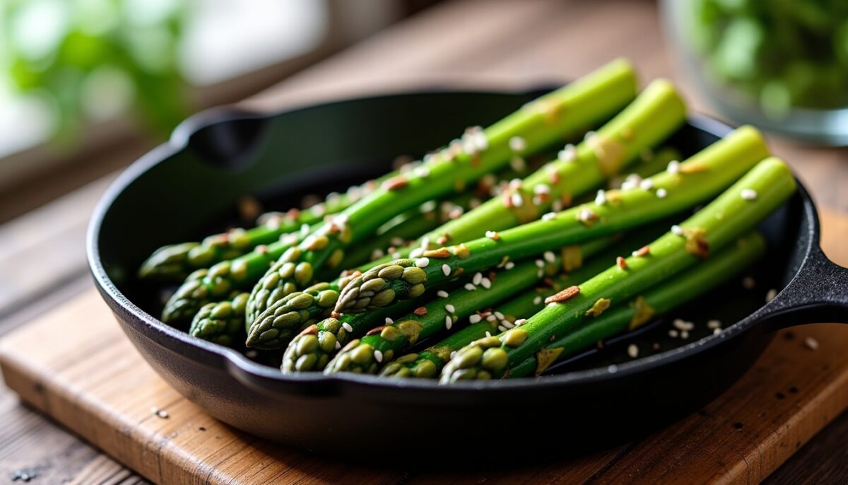 Délice croquant : Sauté d’asperges vertes au sésame, une explosion de saveurs