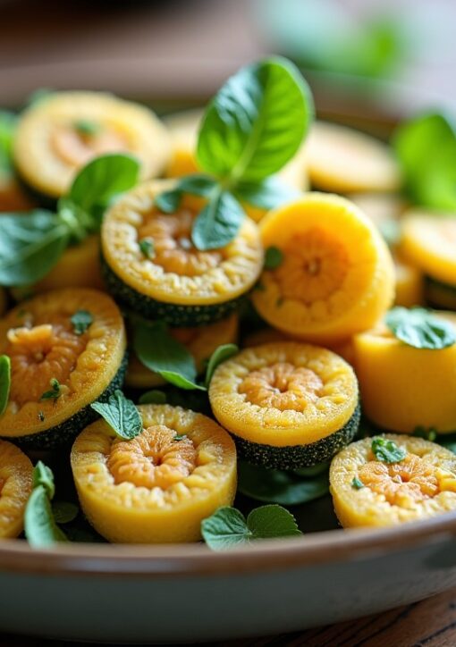 Salade fraîcheur : courgettes croquantes, dés de féta et éclats de menthe