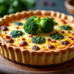 Délice croustillant : quiche au brocoli, chèvre fondant et lardons fumés