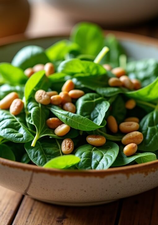 Jeunes pousses d'épinards et pignons croquants : une salade pleine de saveurs et de nutrition