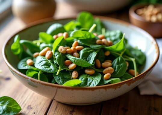 Jeunes pousses d'épinards et pignons croquants : une salade pleine de saveurs et de nutrition