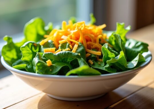 Salade de mâche fraîche sublimée par des zestes d'orange acidulés