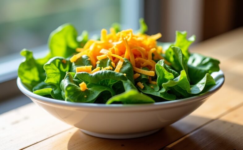 Salade de mâche fraîche sublimée par des zestes d'orange acidulés