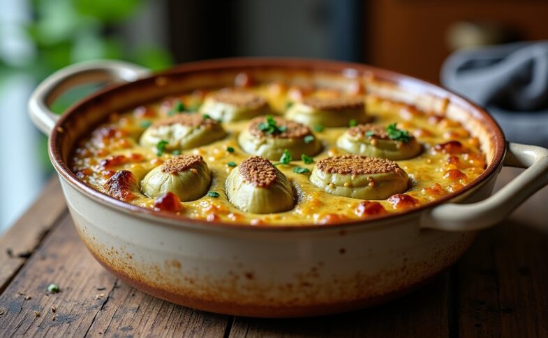 Savoureux cœurs d’artichauts gratinés à la perfection