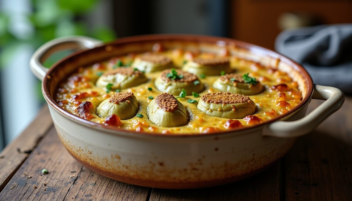 Savoureux cœurs d’artichauts gratinés à la perfection